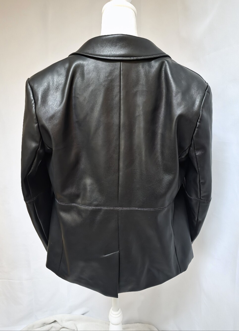 Banana Republic Faux Leather Blazer Jacket Black Women's 8 Petite Classic - Picture 5 of 11